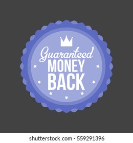 Guaranteed Money Back Blue Badge vector illustration