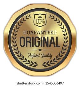 Guaranteed Original. Vector Golden Badge.