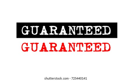 guaranteed red grunge rubber stamp badge with typewriter font on various styles set