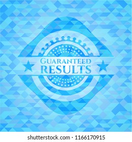 Guaranteed results light blue emblem with mosaic background