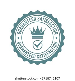 Insignia de satisfacción garantizada con corona y Vector de marca de verificación