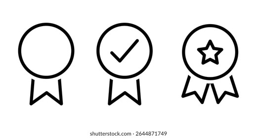 Guaranteed signs. Verification icons line icon. Verified badges concept. Icons for social media. Best choice recommended award or premium product, Vector illustration