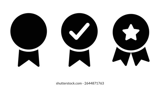 Sinais garantidos. Ícones de verificação. Conceito de crachás verificado. Ícones para mídias sociais. Melhor opção de prêmio recomendado ou produto premium, ilustração Vetor