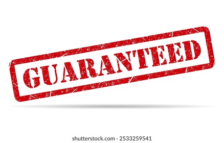 Guaranteed stamp shadow symbol, label sticker sign button, text banner vector illustration .