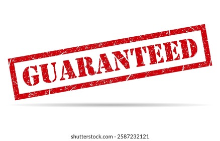 Guaranteed stamp shadow symbol, label sticker sign button, text banner vector illustration .
