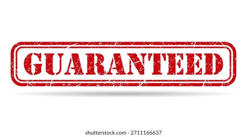 Garantiertes Stempelschattensymbol, Beschriftungsschild-Taste, Textbanner, Vektorgrafik .