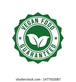 Guaranteed vegan food stamp/label. Certified organic product stamp emblem ilustration