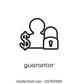 Guarantor icon. Trendy modern flat linear vector Guarantor icon on white background from thin line Business collection, editable outline stroke vector illustration