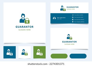 Guarantor logo design with editable slogan. Branding book and business card template.