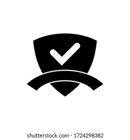 Guaranty glyph vector icon design. Badge guaranteed icon design. Secure check list illustration vector. Black glyph vector icon.