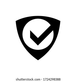 Guaranty glyph vector icon design. Badge guaranteed icon design. Secure check list illustration vector. Black glyph vector icon.