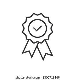 Guaranty outline   certificat medal with approved  for web shop vector eps10. Approved medal outline icon.  medal for a product of good or perfect quality