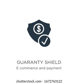 Guaranty shield icon vector. Trendy flat guaranty shield icon from e commerce and payment collection isolated on white background. Vector illustration can be used for web and mobile graphic design, 