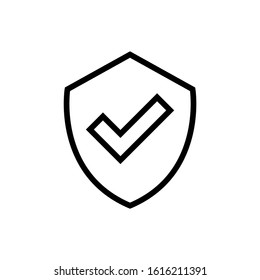 Guaranty Shield Vector Icon In Outline Style Icon, Isolated On White Background