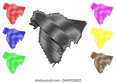 Ilustración vectorial de mapas del municipio de Guarapari (estado de Espírito Santo, municipios de Brasil, República Federativa de Brasil), dibujo a mano alzada