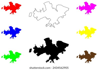 Ciudad de Guaratingueta (República Federativa de Brasil, estado de Sao Paulo) mapa ilustración vectorial, dibujo a mano alzada Mapa de Guaratinguetá