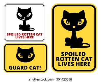 Guard  Cat Signs Humorous Comic Labels and Plates Collection. Vector EPS8 set