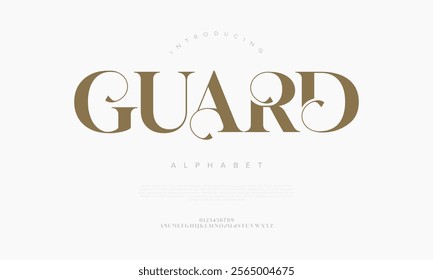 Guard creative modern geometric urban alphabet font. Digital abstract futuristic, game, techno, robot, music, logo, sport, minimal technology typography. Simple numeric vector illustration