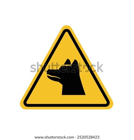 guard dog danger warning sign on yellow triangle board. Suitable for posters and web icons