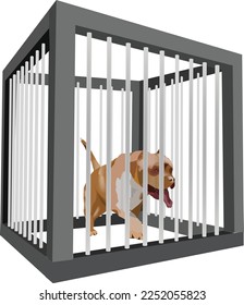 guard dog enclosed in a cage