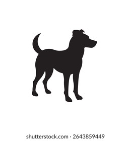 Guard dog silhouette vector. Standing alert dog silhouette, perfect for security icons.