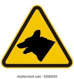 Guard dogs warning sign. Vector illustration.