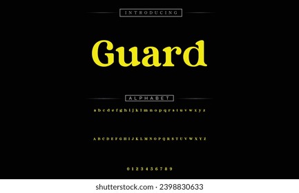 Guard Elegant Font Uppercase Lowercase and Number. Classic Lettering Minimal Fashion Designs. Typography modern serif fonts regular decorative vintage concept. vector illustration