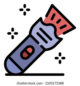 Guard flashlight icon. Outline guard flashlight vector icon color flat isolated
