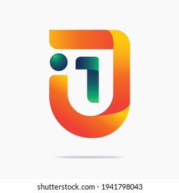 Diseño del logotipo de gradiente de protección con letra i en él