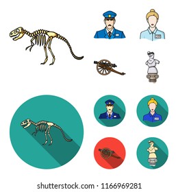 Guard, guide, statue, gun. Museum set collection icons in cartoon,flat style vector symbol stock illustration web.