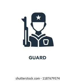 Guard icon. Black filled vector illustration. Guard symbol on white background. Can be used in web and mobile.
