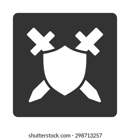 Guard icon from Commerce Buttons OverColor Set. Vector style is white and gray colors, flat square rounded button, white background.