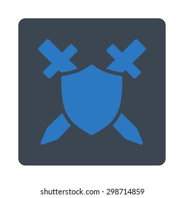Guard icon from Commerce Buttons OverColor Set. Vector style is smooth blue colors, flat square rounded button, white background.