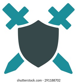 Guard icon from Commerce Set. Vector style: bicolor flat symbol, soft blue colors, rounded angles, white background.