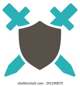 Guard icon from Commerce Set. Vector style: bicolor flat symbol, grey and cyan colors, rounded angles, white background.