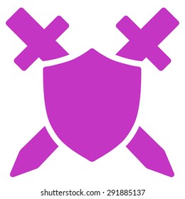 Guard icon from Commerce Set. Vector style: flat symbol, violet color, rounded angles, white background.