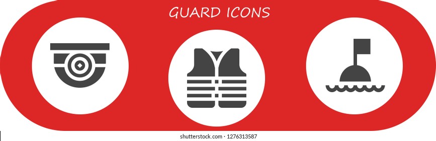  guard icon set. 3 filled guard icons. Simple modern icons about  - Surveillance, Lifejacket, Buoy