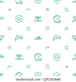 guard icons pattern seamless white background. Included editable outline camera, ship, shield, home security, security camera, helmet, Security camera icons. guard icons for web and mobile.