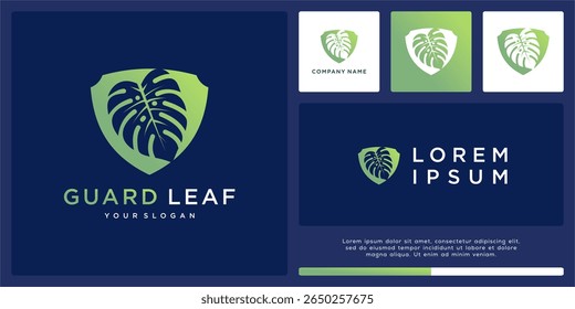 Design do logotipo da folha da guarda para a natureza segura
