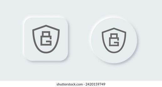 Guard line icon in neomorphic design style. Defense signs vector illustration.