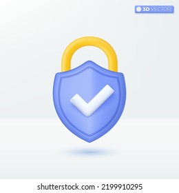 Guard lock icon symbols. Security, encryption, privacy cyber protection or antivirus concept. 3D vector isolated illustration design. Cartoon pastel Minimal style. You can used for ux, ui, print ad.