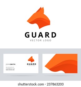 Guard Logo Template With Dog Head Sign. Vector Illustration.