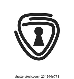 Schutzlogo-Vorlage. Symbolillustration Markenidentität. Einzige und flache Illustration. Vektorgrafik