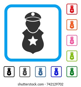 Guard Man icon. Flat gray pictogram symbol in a light blue rounded frame. Black, gray, green, blue, red, orange color versions of Guard Man vector. Designed for web and software user interface.