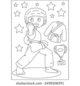 Página de libro de colorear de artes marciales de guardia para niños o adultos adultos adultos creativos para colorear actividad de relajación consciente