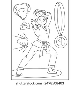 Página de libro de colorear de artes marciales de guardia para niños o adultos adultos adultos creativos para colorear actividad de relajación consciente