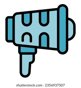 Protege el vector de contorno de icono megáfono. Costa de emergencia. Color del agua de seguridad plano
