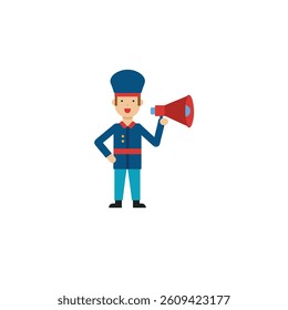 guard megaphone on white background