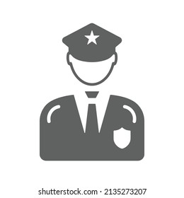 Guard, military icon. Gray vector graphics.