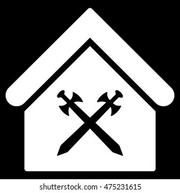 Guard Office icon. Vector style is flat iconic symbol, white color, black background.